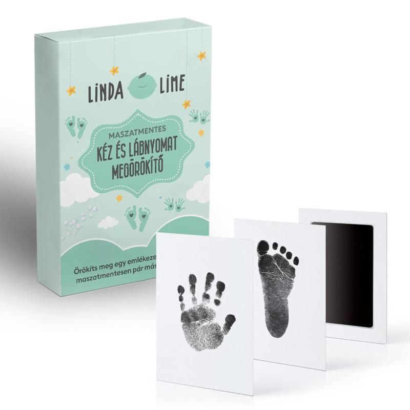 Baba kéz és lábnyomat megörökítő 👣 Baby Linda Lime 1db Fekete Közepes (15-ös lábméretig)